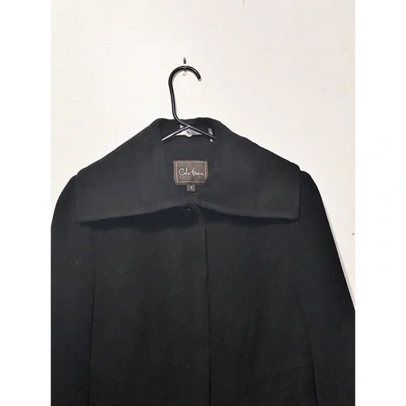 Cole Haan Black Classic Wool Coat - Picture 4 of 7